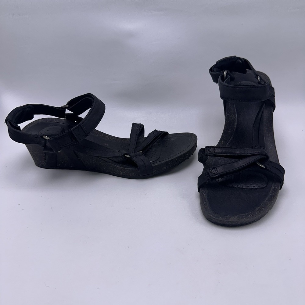 Teva Sandals Women 8.5 Ysidro Universal Ankle Strap Black Wedge Heels SN 1015119